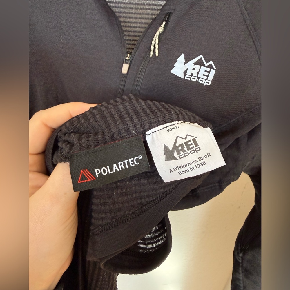 REI Co Op Polartec Black Half-Zip Pullover Base Layer Long Sleeve Zip Pocket XL - Picture 6 of 10